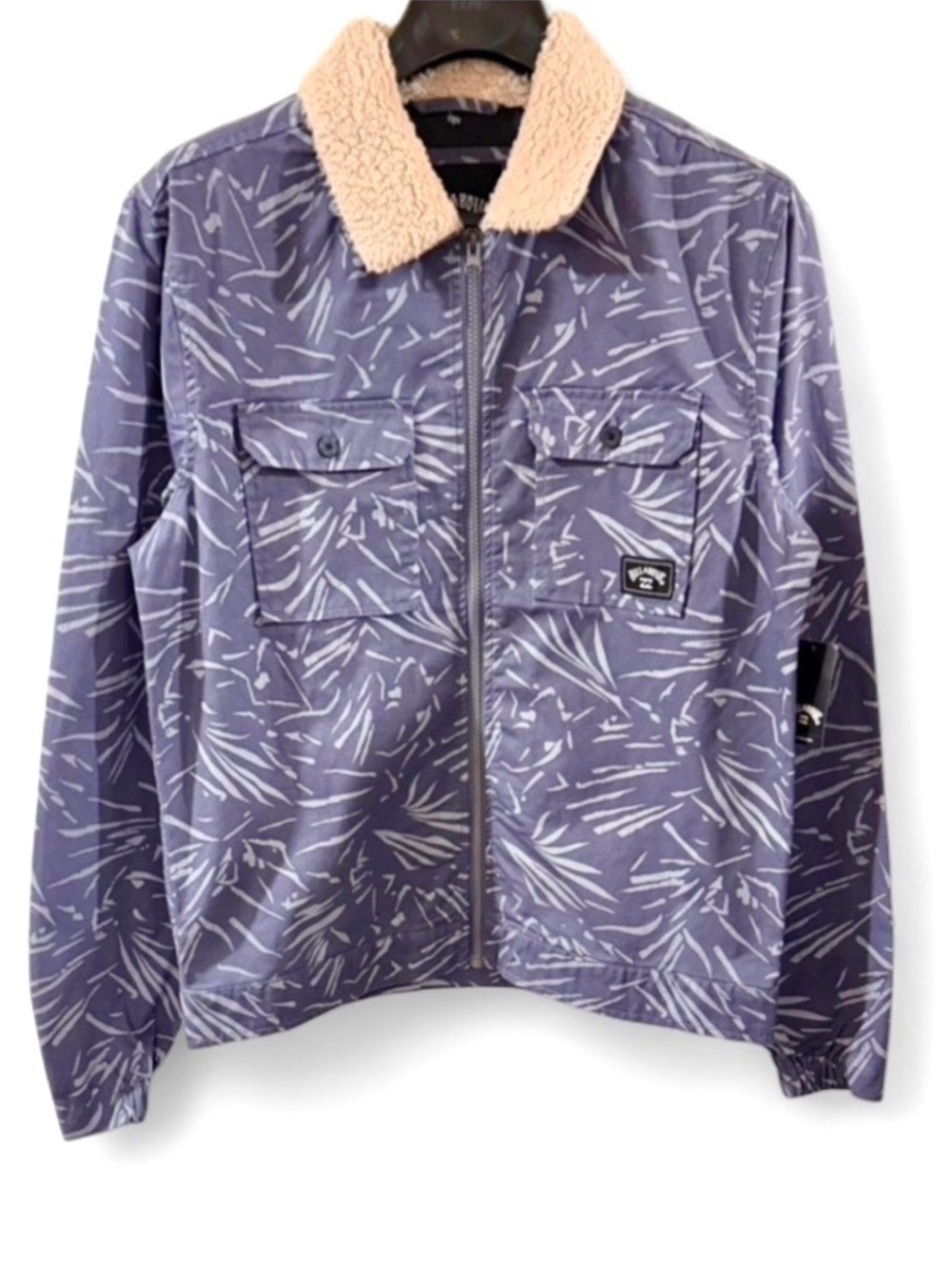 Billabong Xander Sherpa Collar Abstract-Print Full-Zip Shacket Size Men’s Small